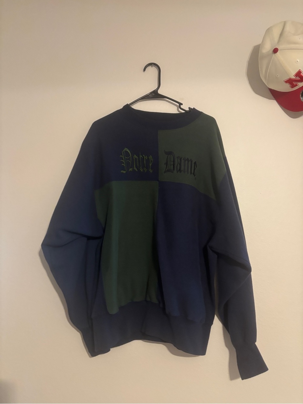 Savvy Notre Dame Colorblock Crewneck - Navy & Forest Green